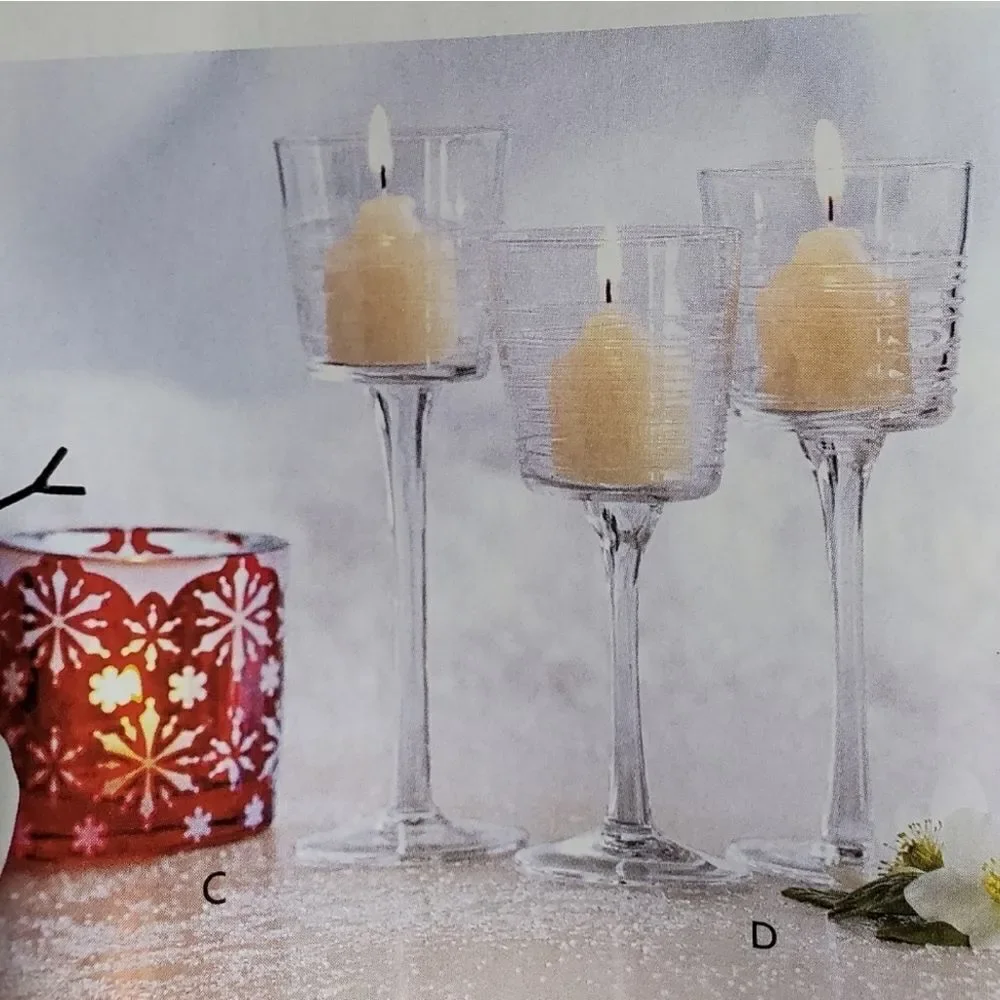 🔸️🔸️NIB PartyLite Clear Lines Votive Holder Trio - Picture 8 of 15